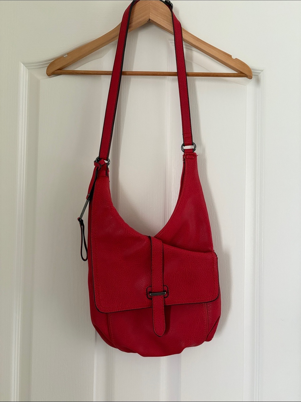 Women's Red Shoulder Bag with Front Flap
